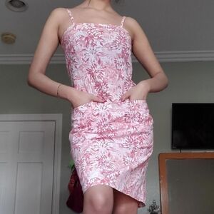 EUC VINTAGE MERONA Floral Pink And White Y2K Dress